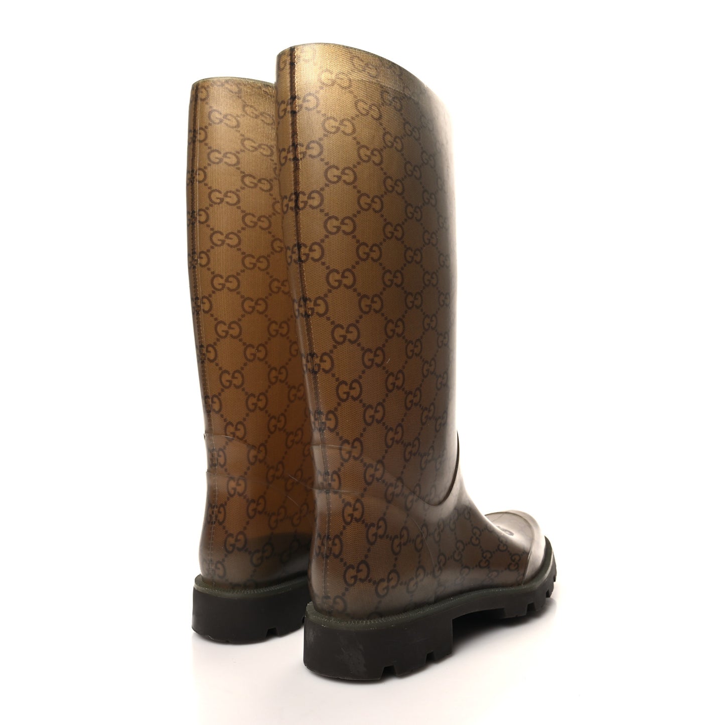 Rubber Monogram Edinburg Rain Boots 38 Transparent Cocoa