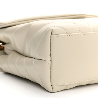 Saint Laurent Calfskin Y Quilted Monogram Small Loulou Chain Satchel Crema Soft 9 of 11