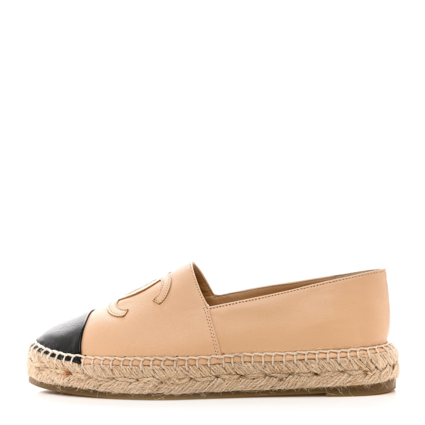 Lambskin CC Espadrilles 37 Beige Black