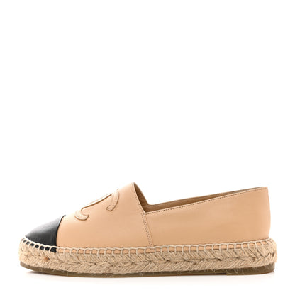 Chanel Lambskin CC Espadrilles 37 Beige Black 1 of 10