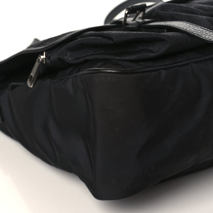 Gucci Nylon Monogram Double Buckle Flap Messenger Bag Black 8 of 9
