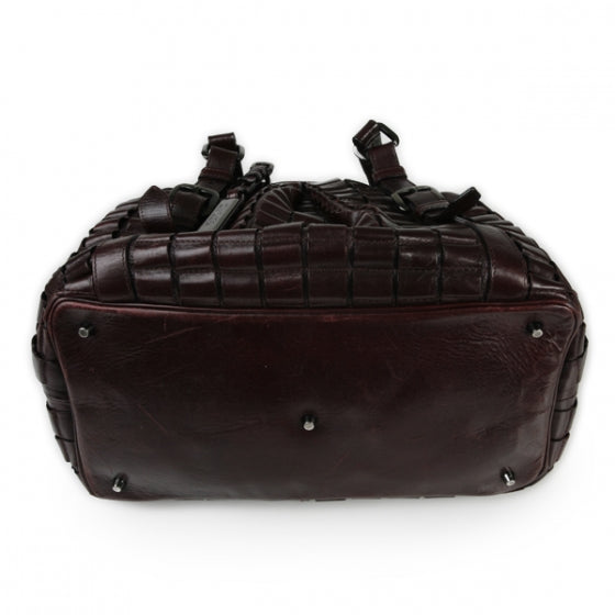 Leather Pleated Lowry Cartridge Bag Dark Purple