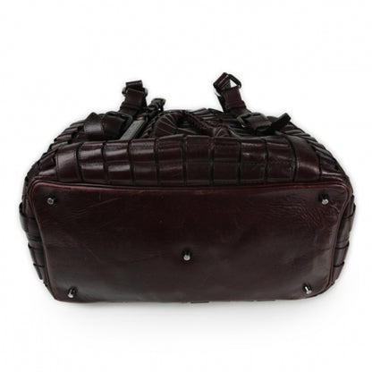 Burberry Leather Pleated Lowry Cartridge Bag Dark Purple 3 of 13