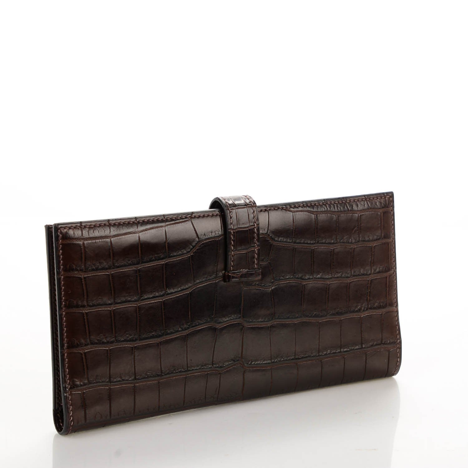 Hermes Matte Niloticus Crocodile Bearn Wallet Chocolate 3 of 9