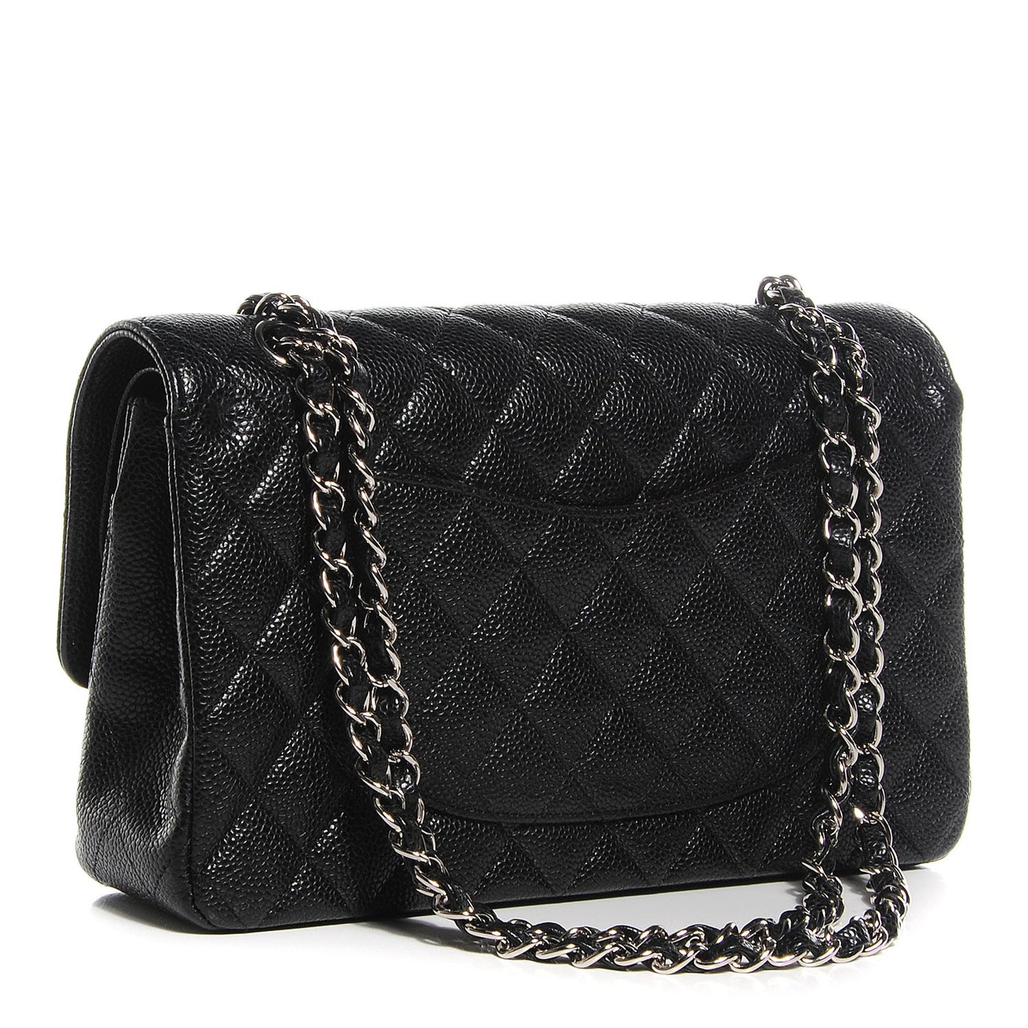 Caviar Quilted Medium Double Flap Black