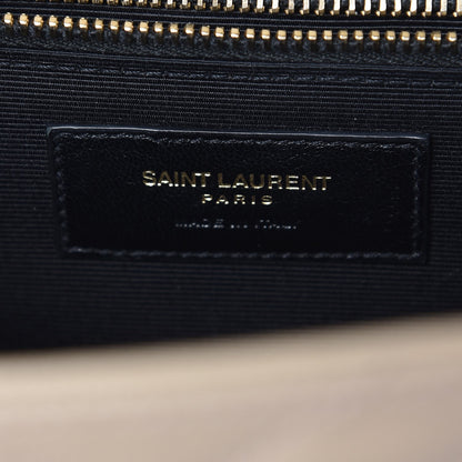 Saint Laurent Grain De Poudre Matelasse Chevron Large Monogram Satchel Nude Powder 6 of 6