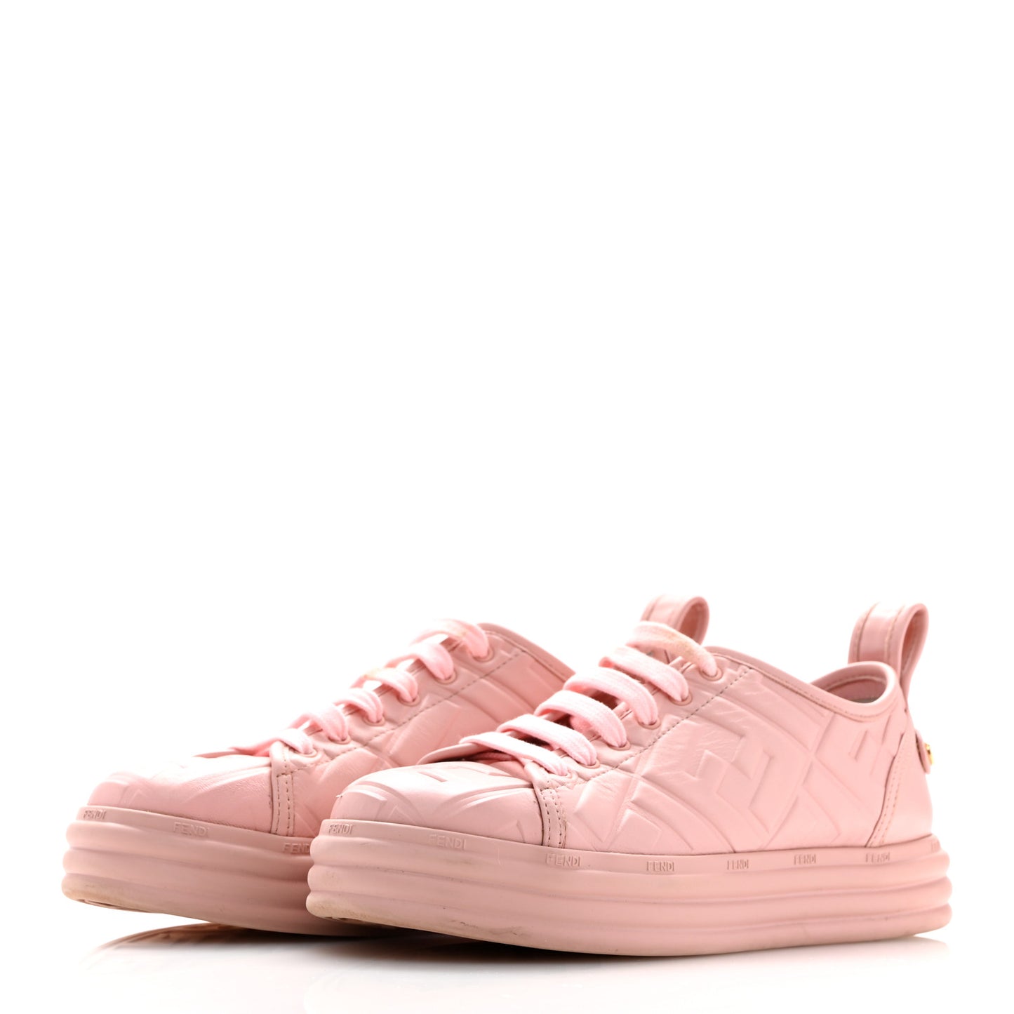 Lambksin FF Embossed Rise Low Top Sneakers 37 Nude Blush