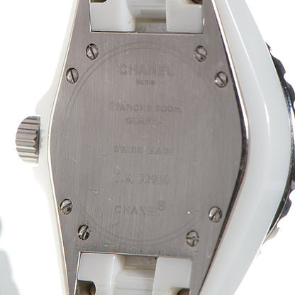 Chanel Stainless Steel Ceramic Diamond Pave Bezel 33mm J12 Quartz Watch White 5 of 6