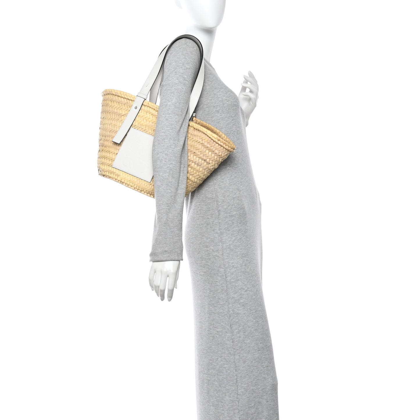 Raffia Basket Tote Bag Natural White