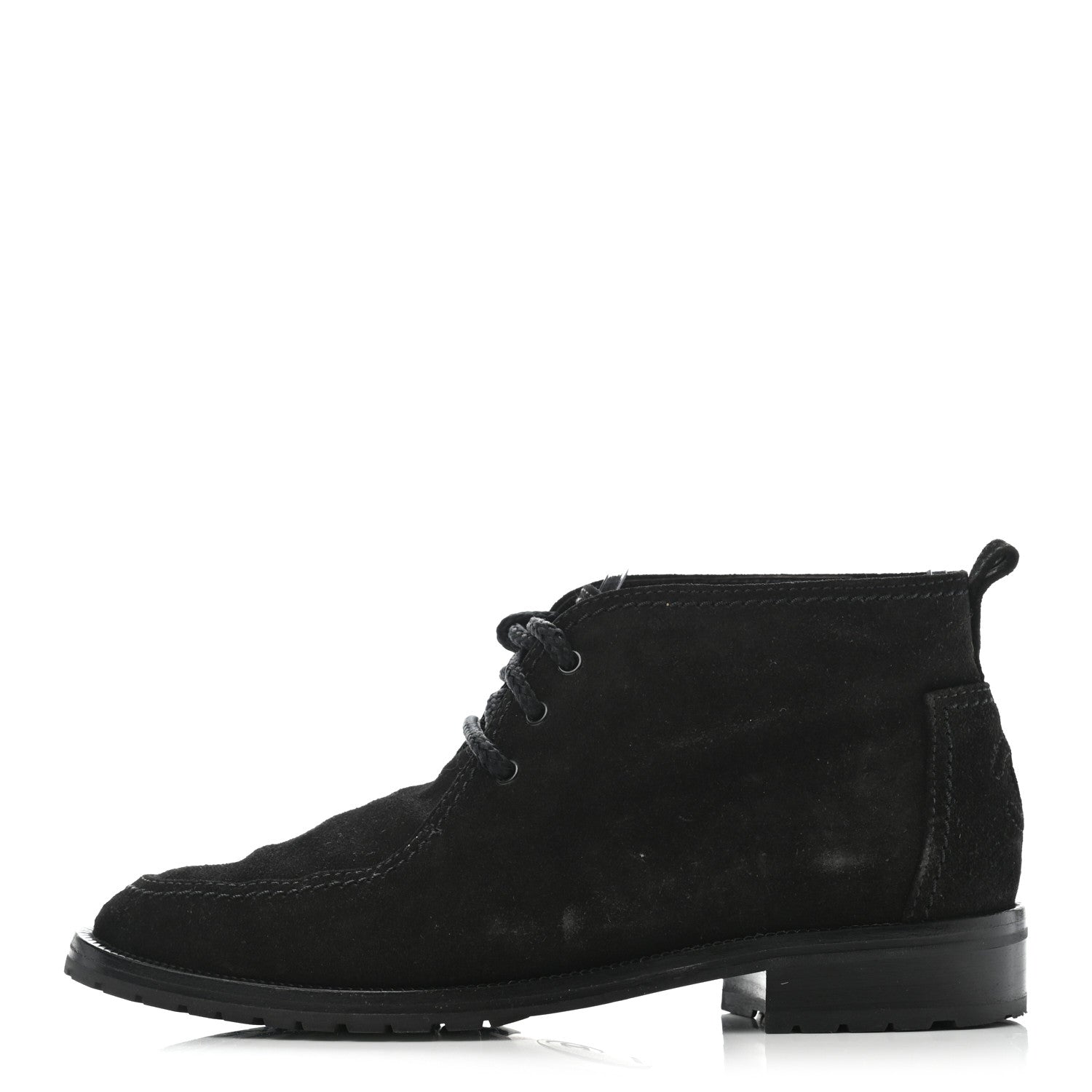 Chanel Suede CC Lace Up Ankle Boots 36.5 Black 1 of 7