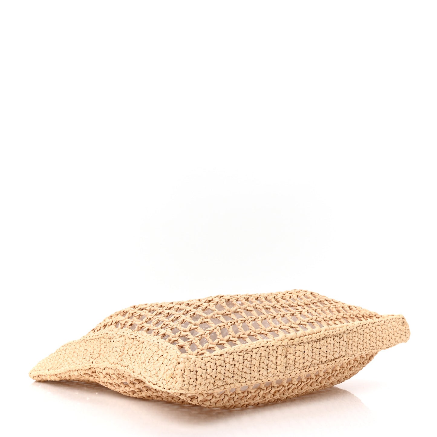 Yarn Raffia Effect Crochet Logo Embroidered Tote Bag Naturale