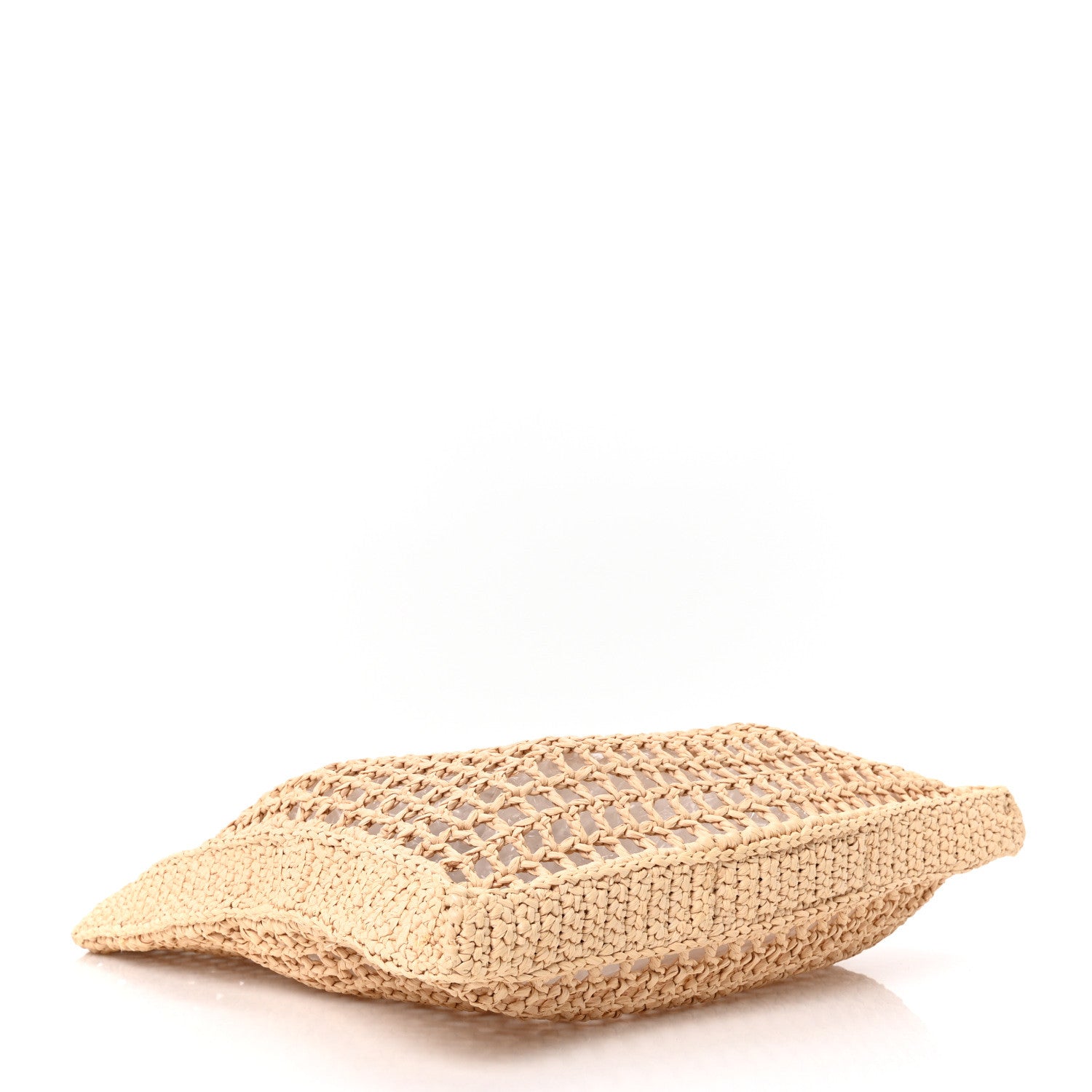 Prada Yarn Raffia Effect Crochet Logo Embroidered Tote Bag Naturale 4 of 9