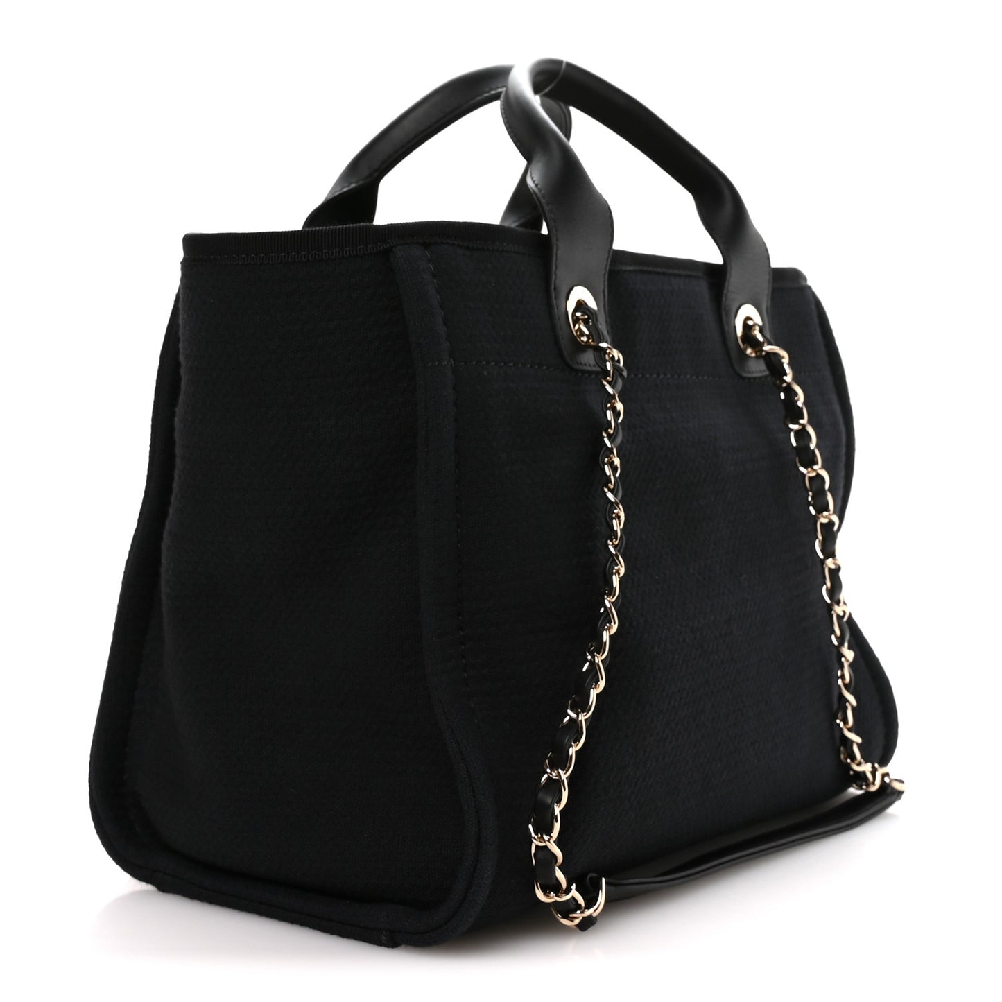 Mixed Fibers Calfskin  Small Deauville Tote Black