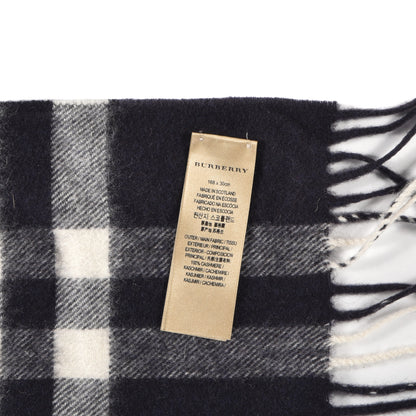 Burberry Cashmere Giant Check Fringe Scarf Navy 4 of 5