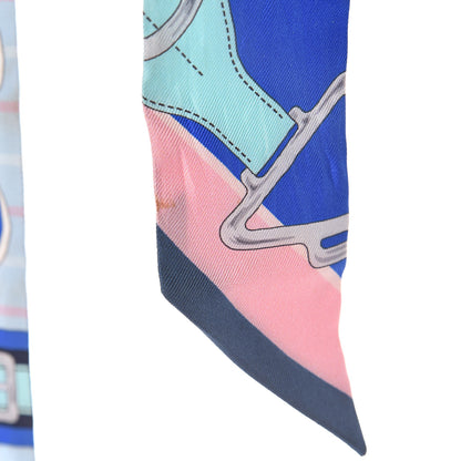 Hermes Silk Tatersale Twilly Petrole Ciel Rose Poudre 5 of 5