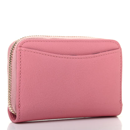 Chanel Goatskin Camellia Zip Coin Purse Pink 2 of 6