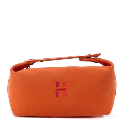 Hermes Canvas Small Bride-A-Brac Pouch Orange Burgundy 1 of 11