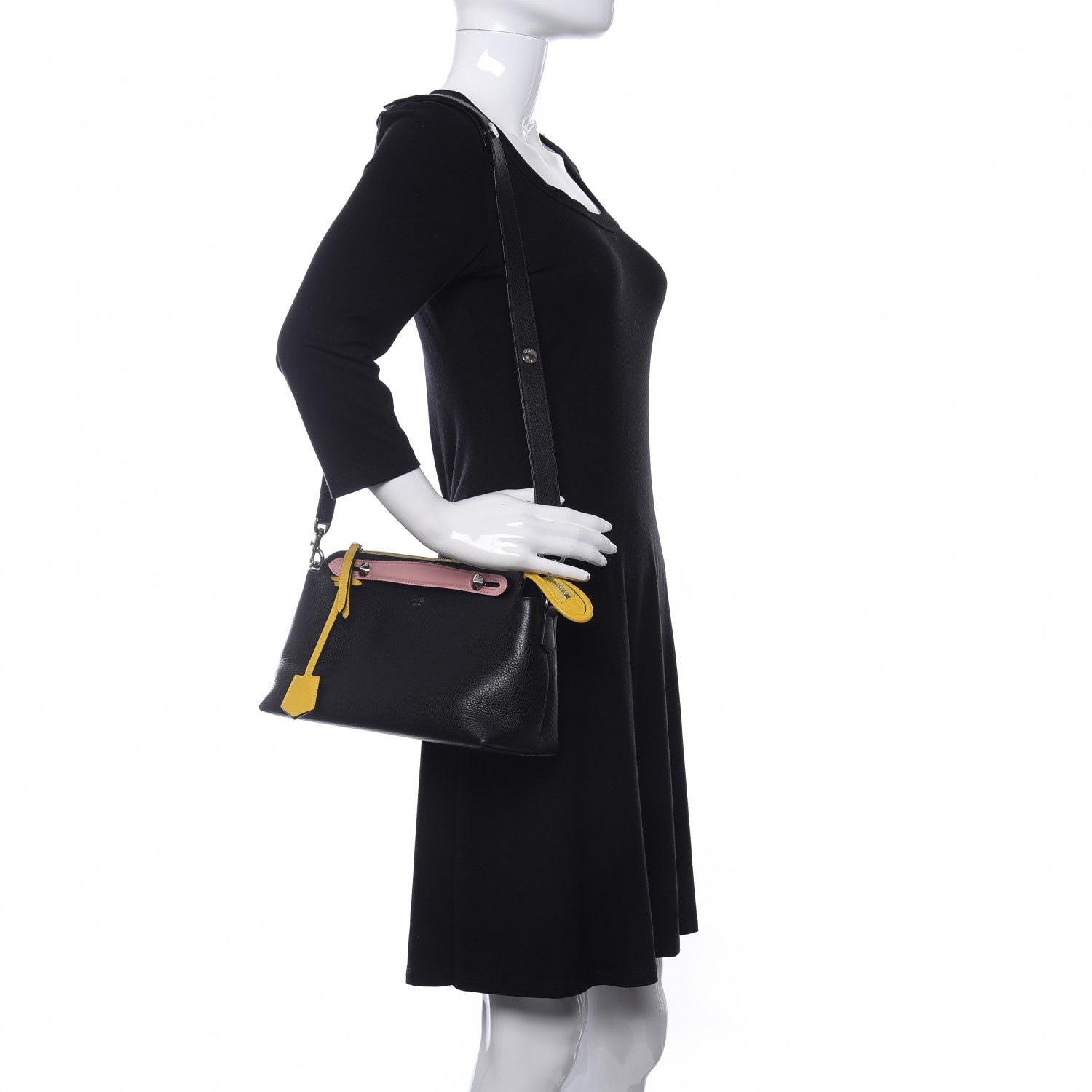 Fendi Vitello Dolce 4 Color Medium By The Way Boston Bag Black Multicolor 2 of 9