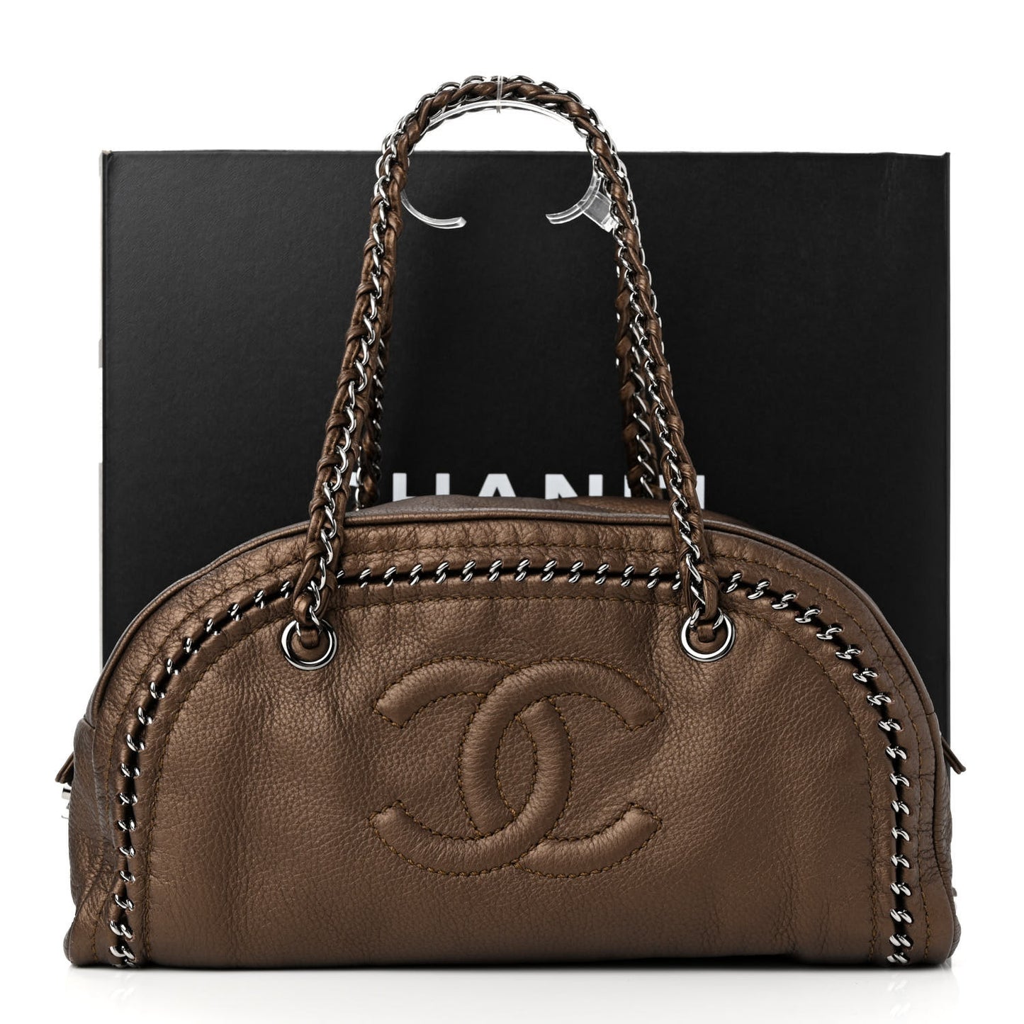 Metallic Goatskin Medium Luxe Ligne Bowler Bronze