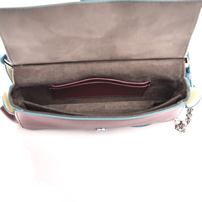 Fendi Vitello Dolce Waves Tri-Color Micro Double Baguette Ceruleo Bordeaux Banana 5 of 9