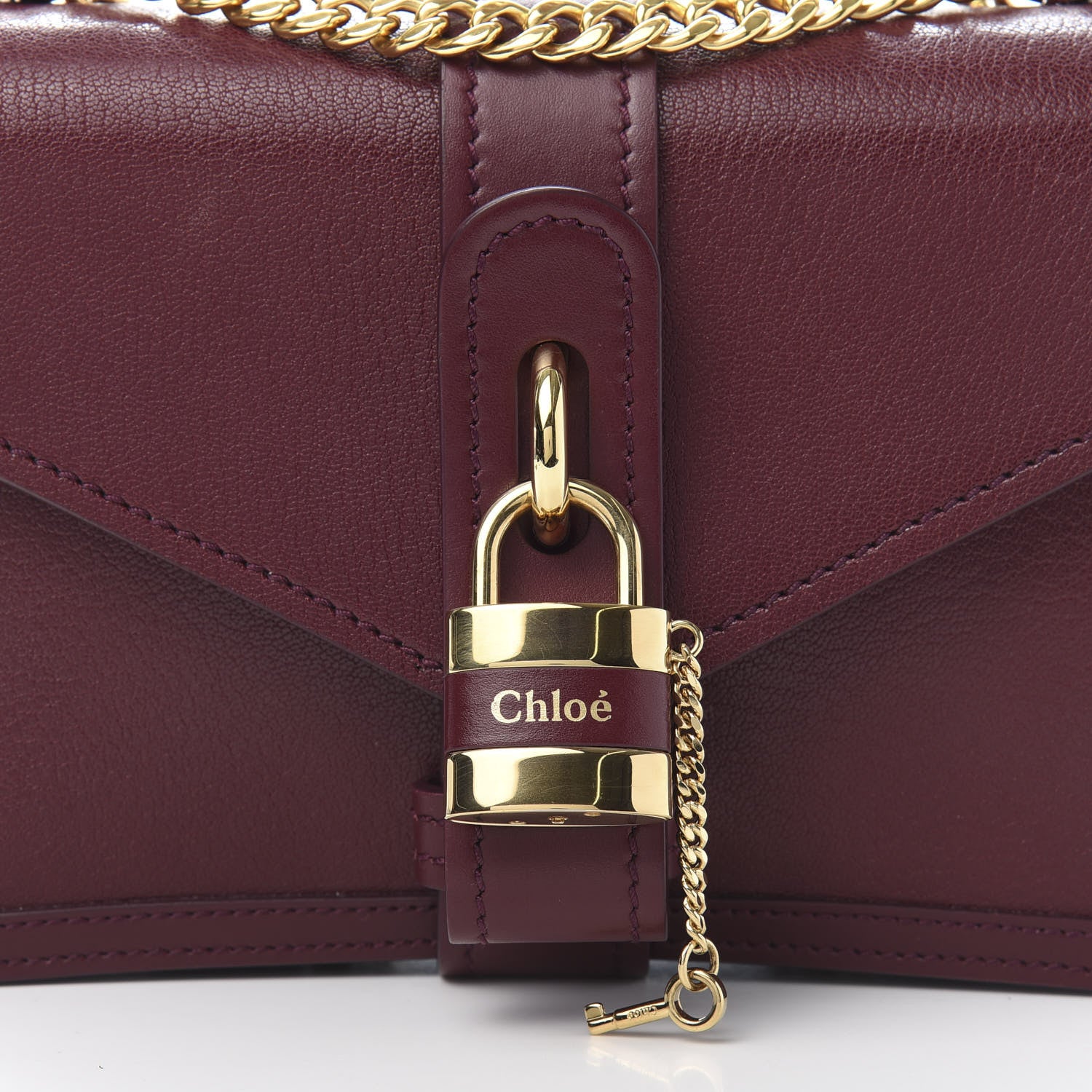 Chloe Shiny Goatskin Calfskin Aby Chain Shoulder Bag Burnt Mahogany 10 of 10