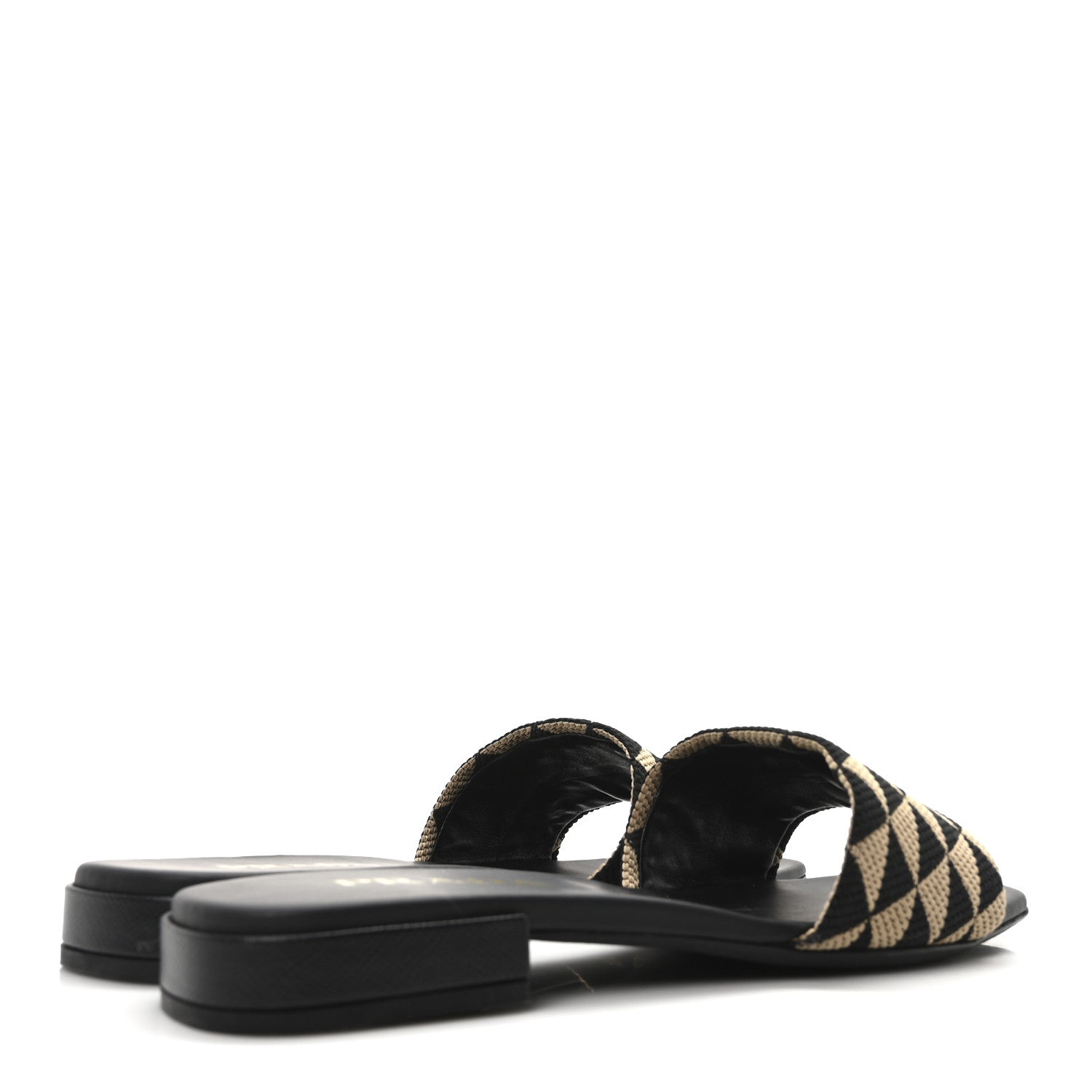 Prada Jacquard Trianglolo Symbole Embroidered Triangle 10mm Slide Sandals 40 Black Corda 5 of 8