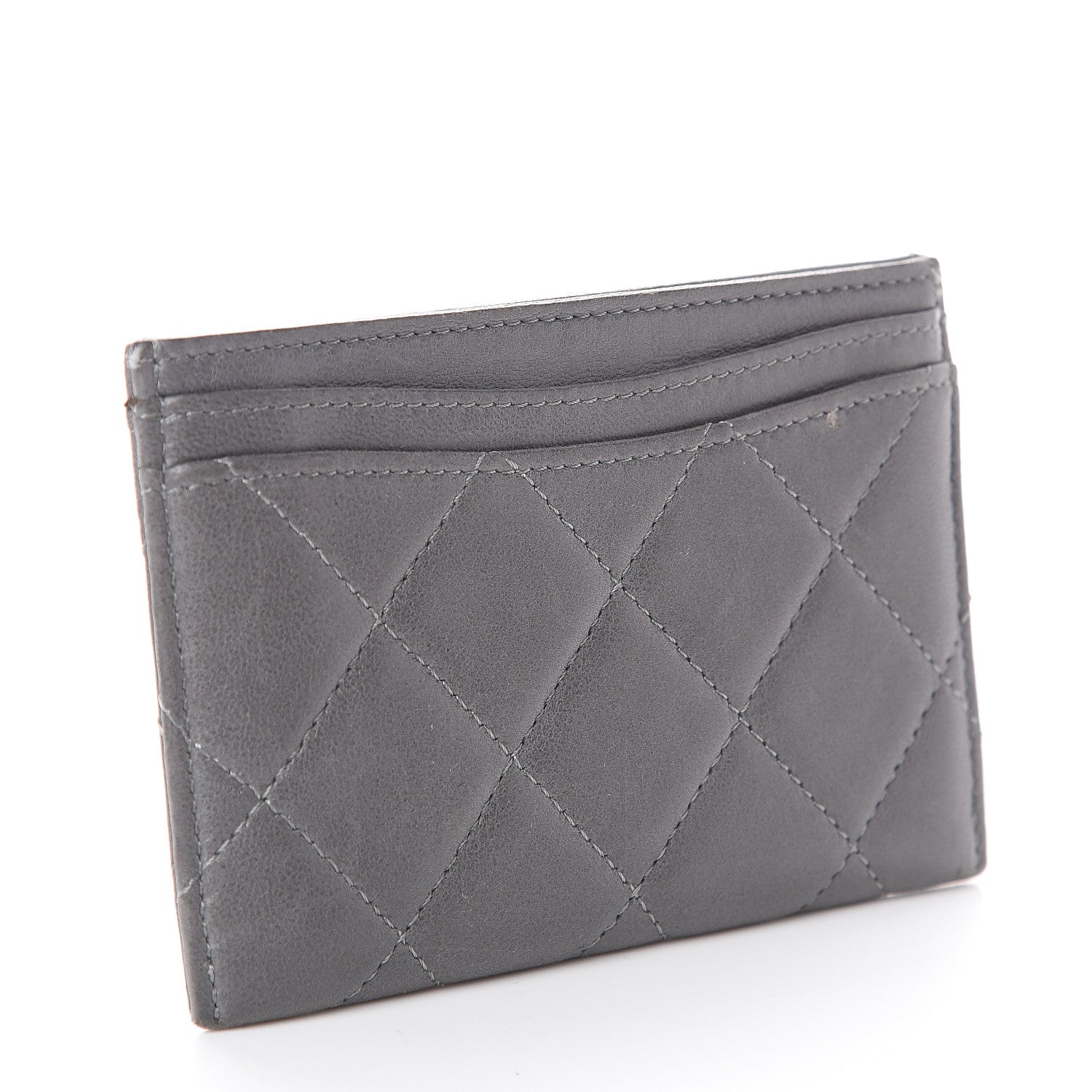Chanel Lambskin Quilted Card Holder Grey 2 of 6