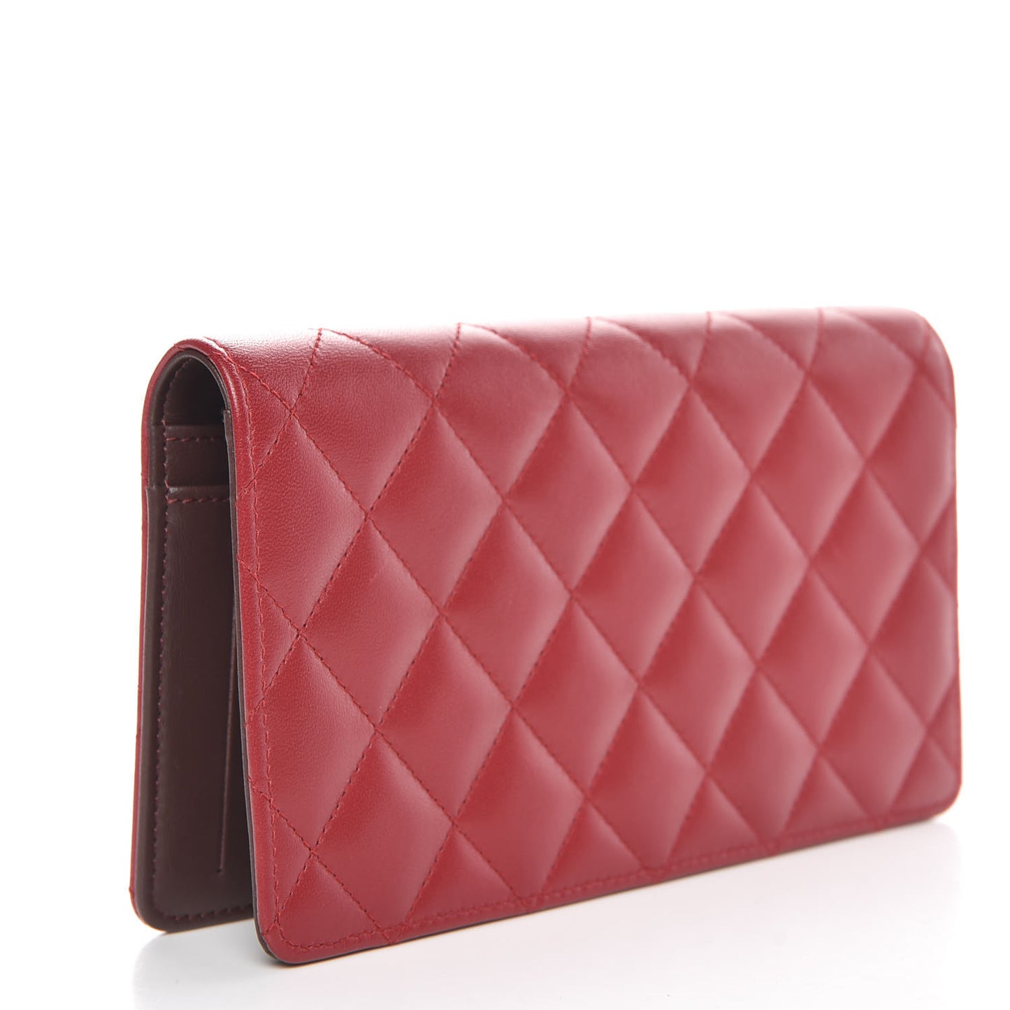 Lambskin Quilted Trendy CC Yen Wallet Red