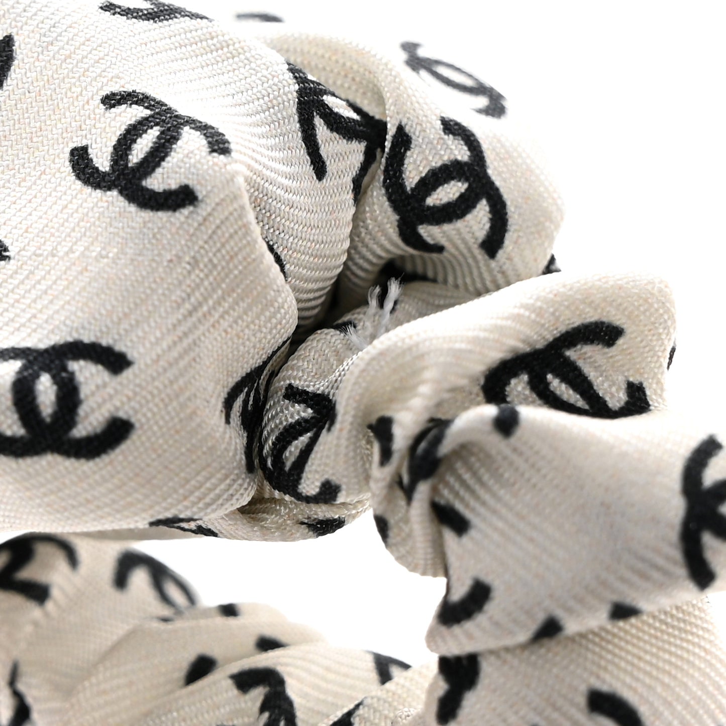 Silk Twill CC Scarf Hair Tie Black White