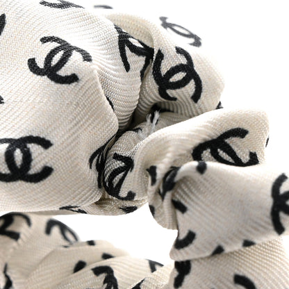 Chanel Silk Twill CC Scarf Hair Tie Black White 5 of 5