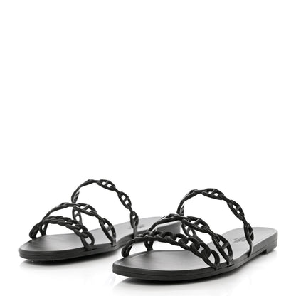 Hermes Rubber Chaine d'Ancre Rivage Sandals 41 Black 3 of 9