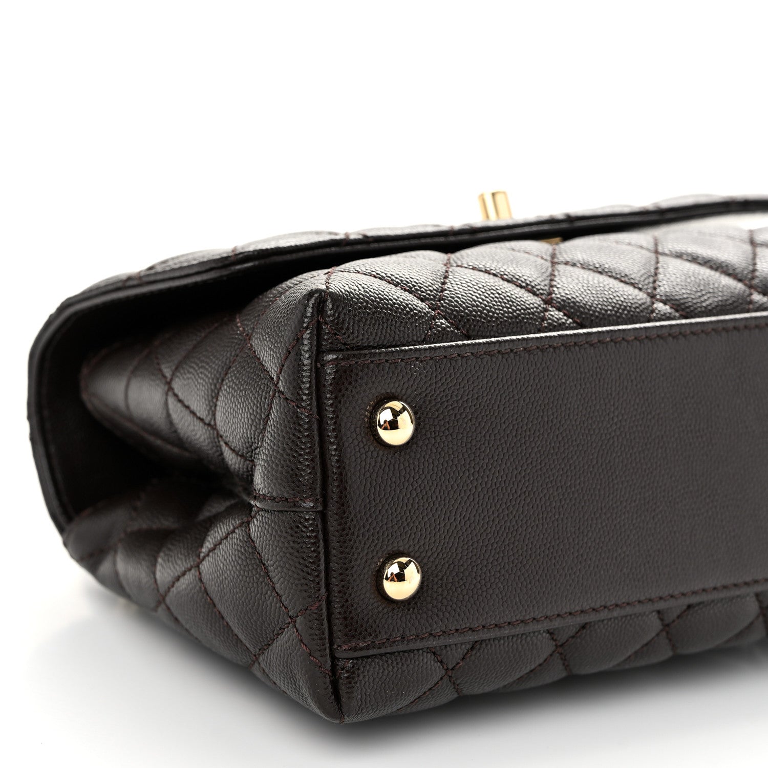 Chanel Caviar Quilted Mini Coco Handle Flap Dark Brown 9 of 10
