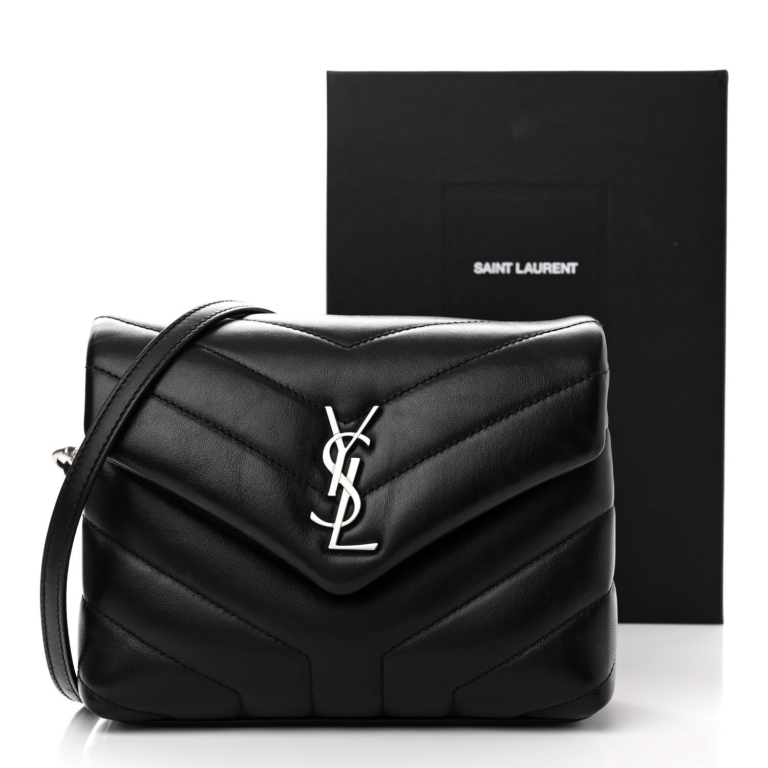 Saint Laurent SAINT LAURENT Calfskin Y Quilted Monogram Toy Loulou Crossbody Bag Black 12 of 12