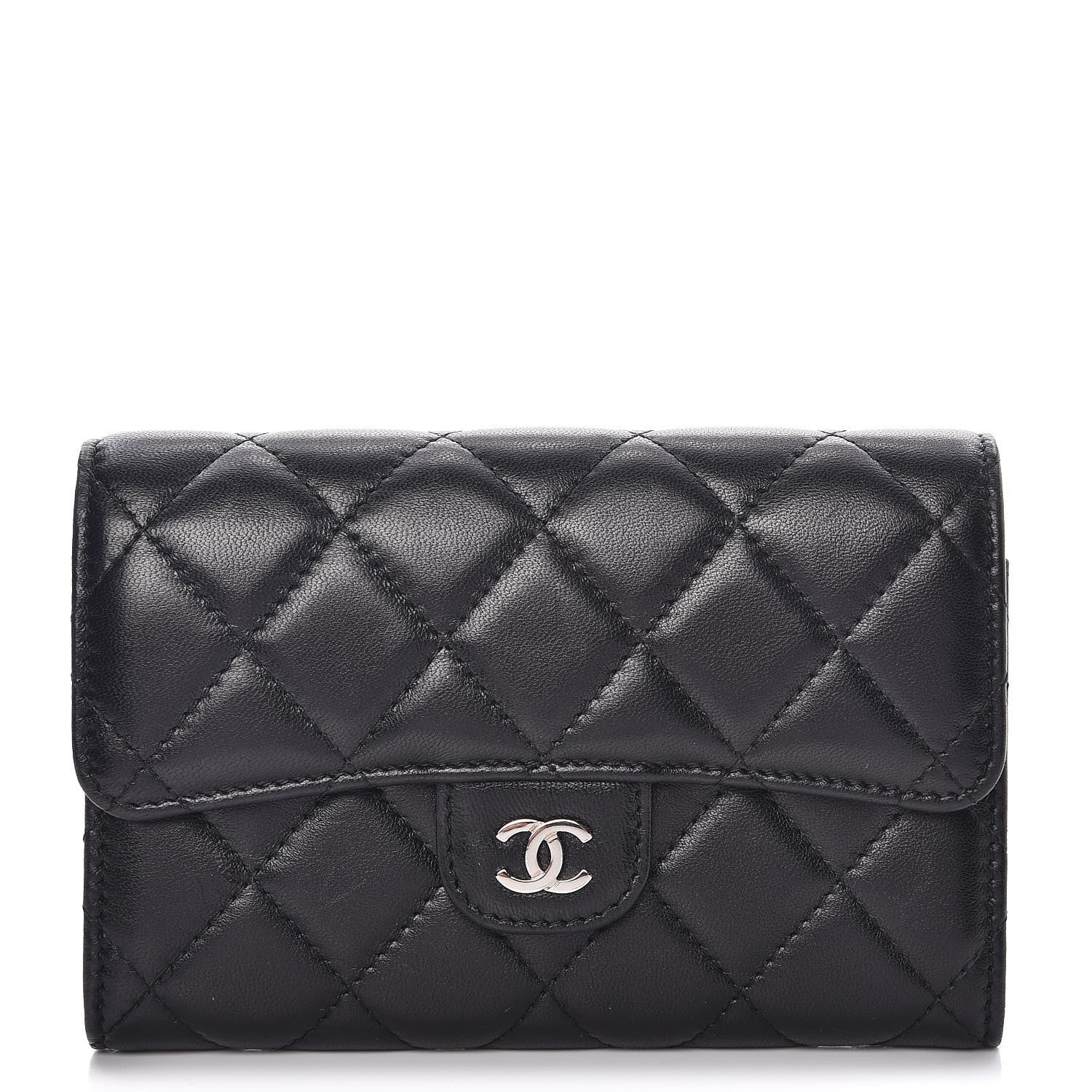 Chanel Lambskin Quilted Small Flap Wallet Black 1 of 9