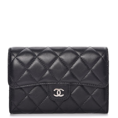 Chanel Lambskin Quilted Small Flap Wallet Black 1 of 9