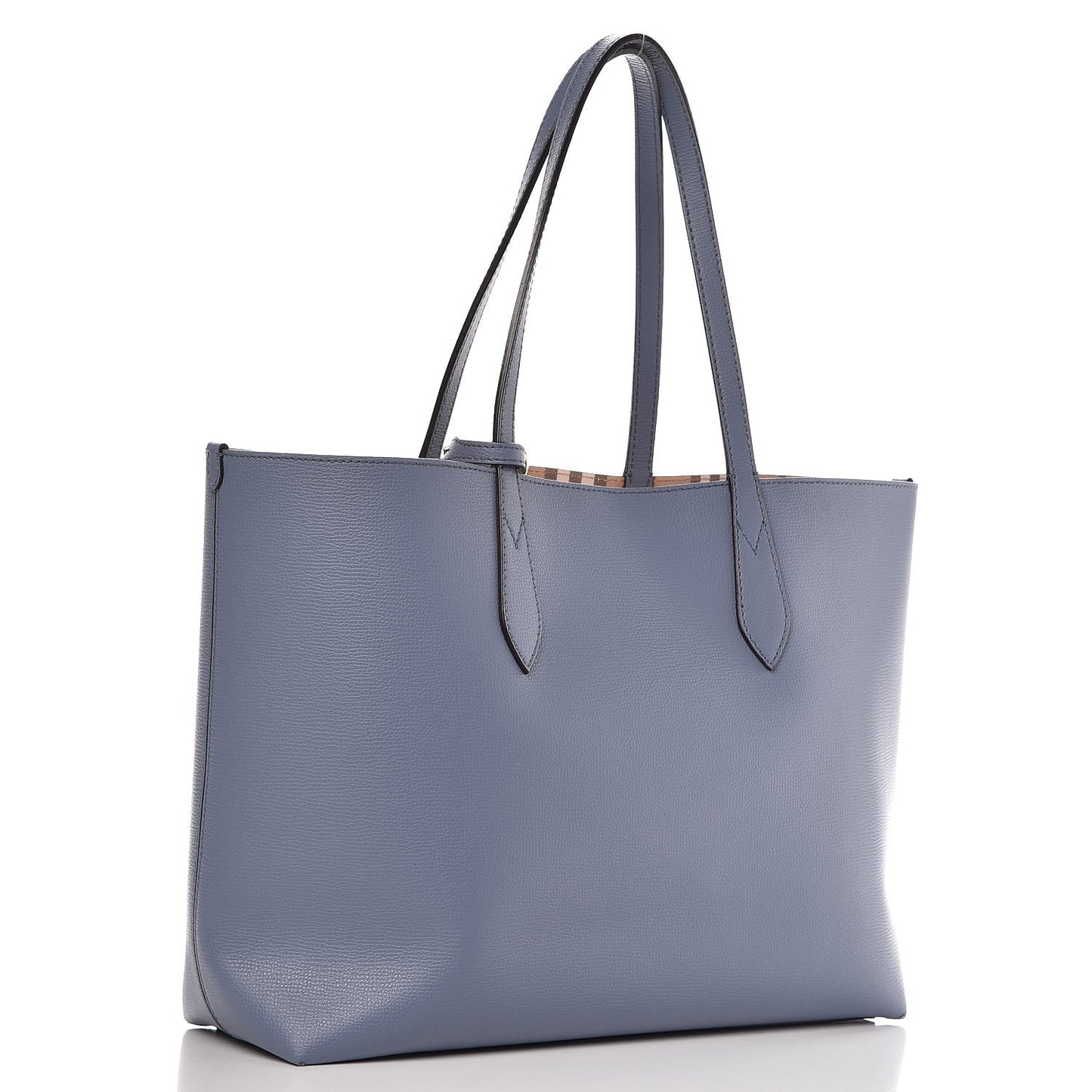 Calfskin Haymarket Check Medium Reversible Tote Blue