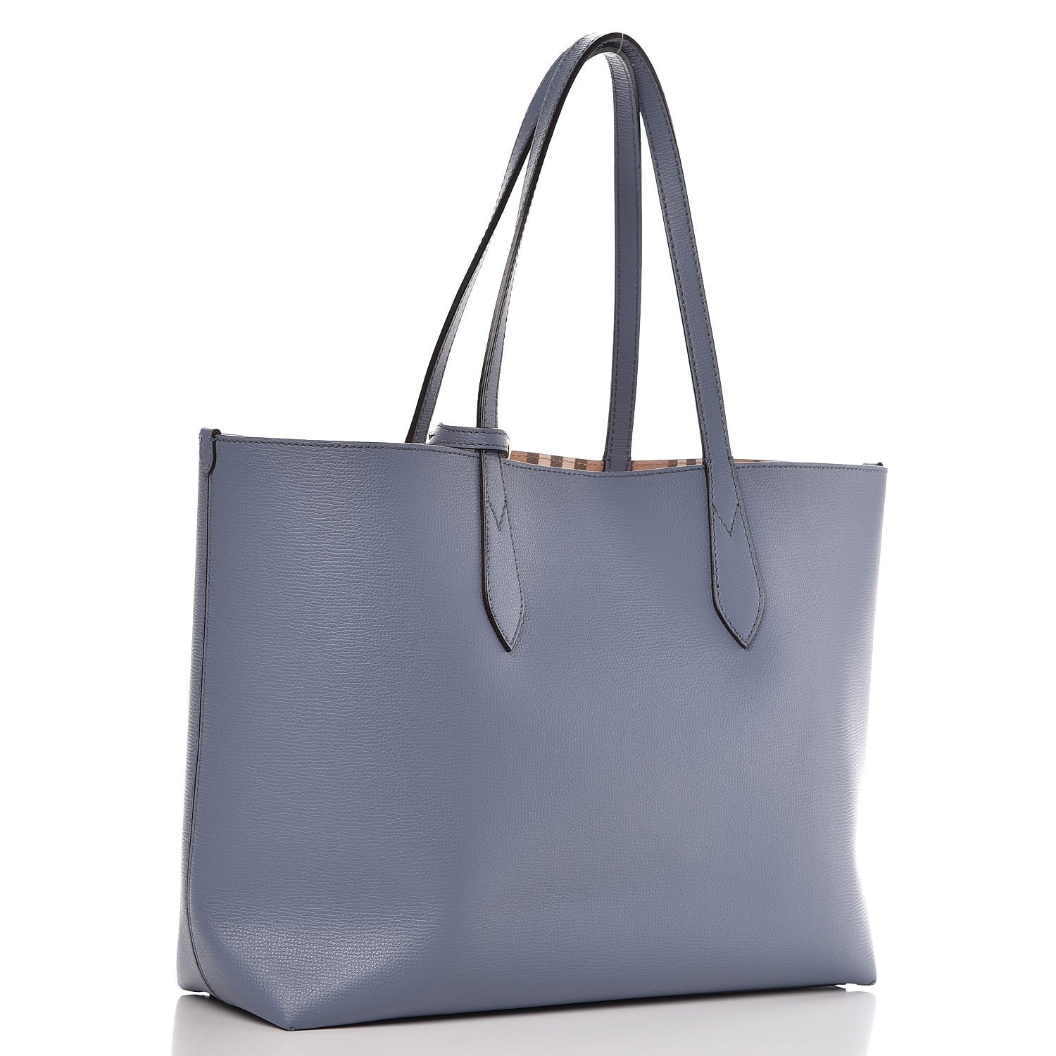 Burberry Calfskin Haymarket Check Medium Reversible Tote Blue 4 of 11