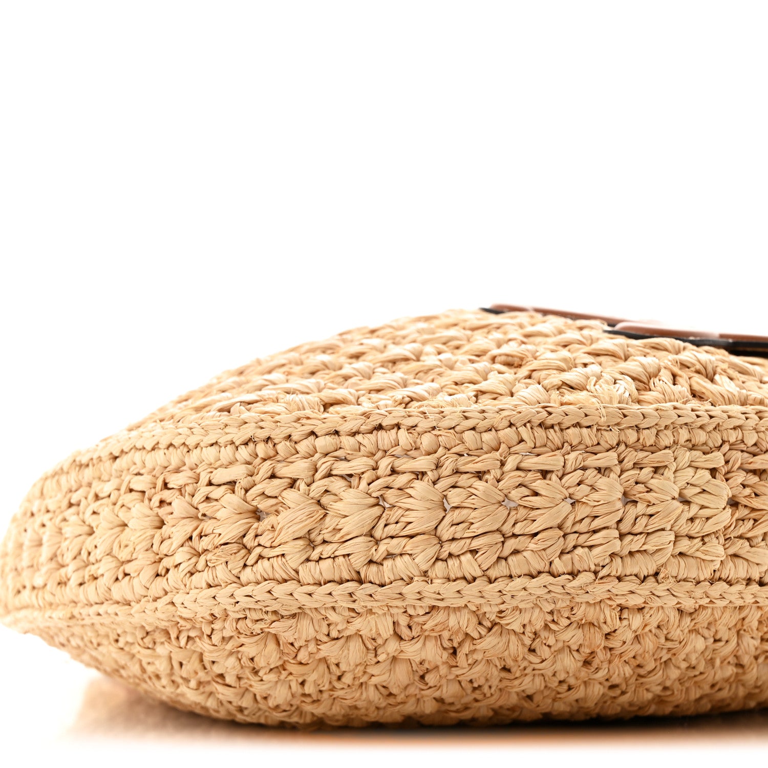 Celine Raffia Calfskin Triomphe Panier Hobo Bag Natural Tan 8 of 9