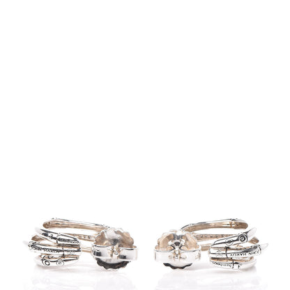John Hardy Sterling Silver Diamond Bamboo J-Hoop Earrings 3 of 4