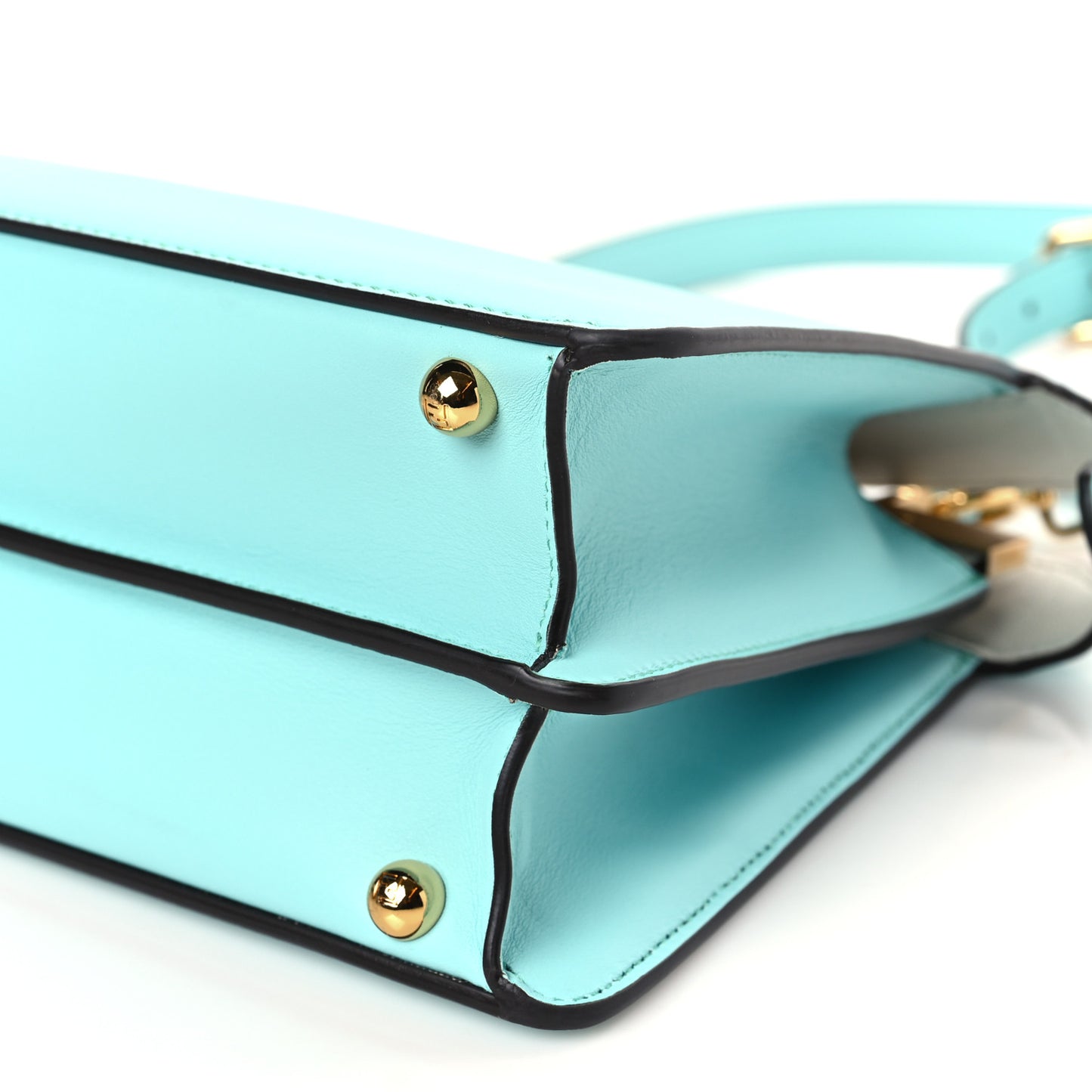 Vitello Seta Shiny Nappa Small Peekaboo I SEE U Satchel Real Tiffany White