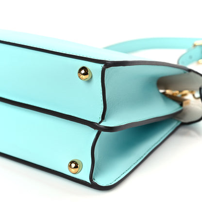 Fendi Vitello Seta Shiny Nappa Small Peekaboo I SEE U Satchel Real Tiffany White 9 of 9