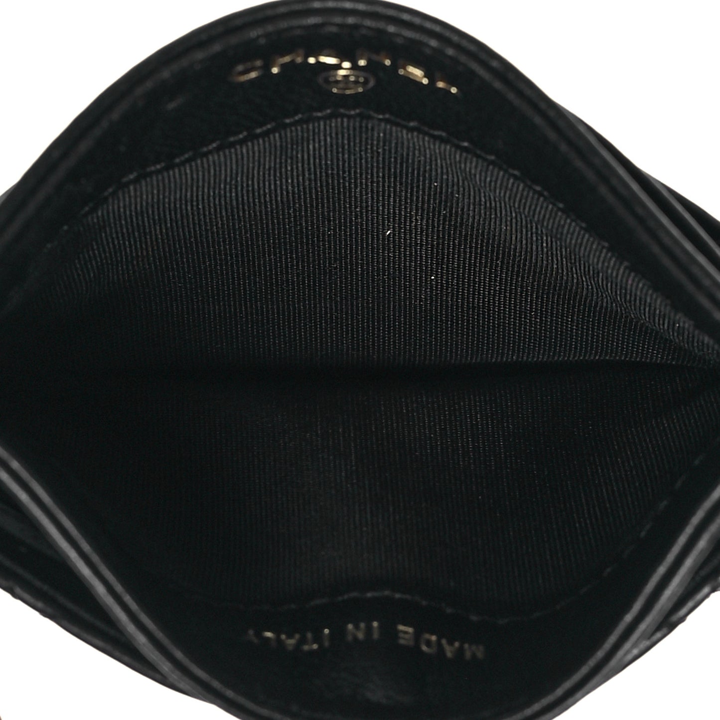 Lambskin Quilted Camellia Card Holder Black