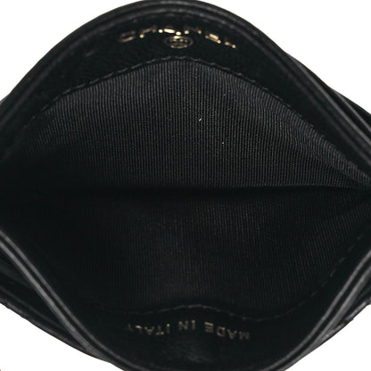 Chanel Lambskin Quilted Camellia Card Holder Black 5 of 8