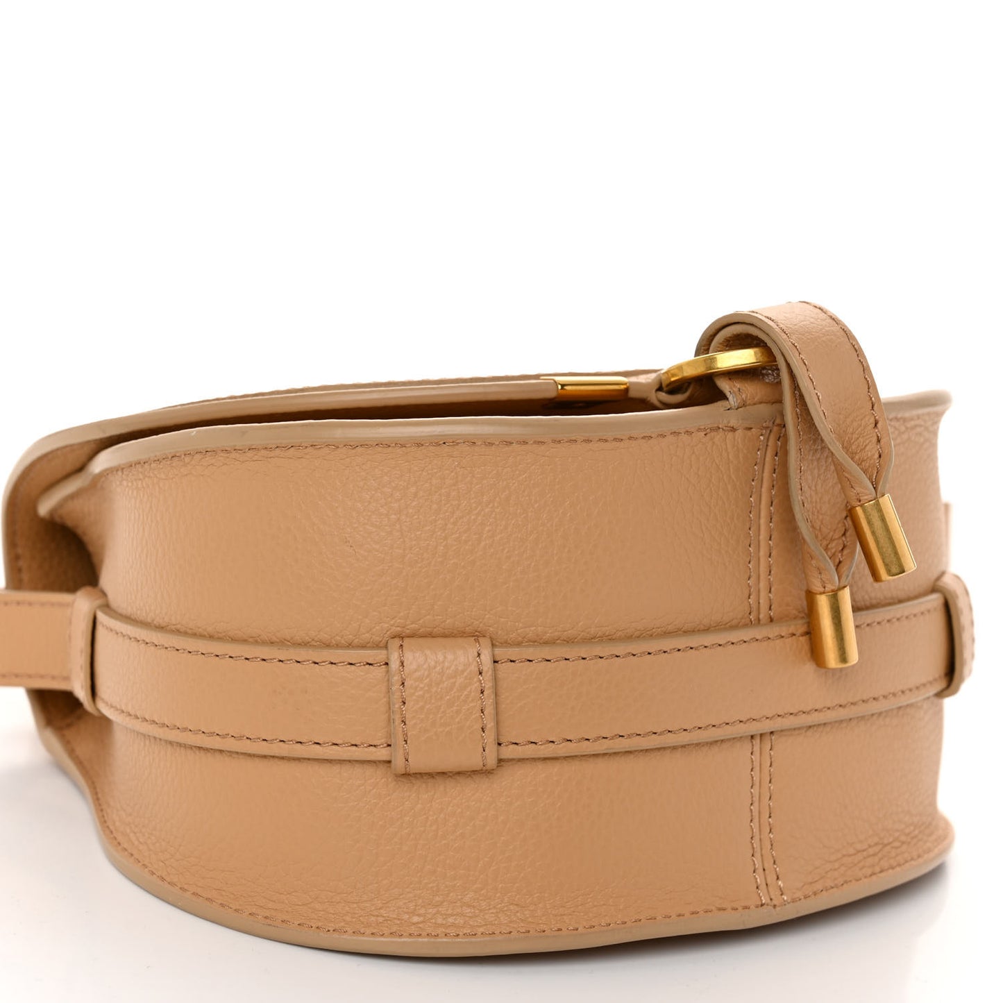 Grained Calfskin Small Marcie Saddle Bag Milky Brown