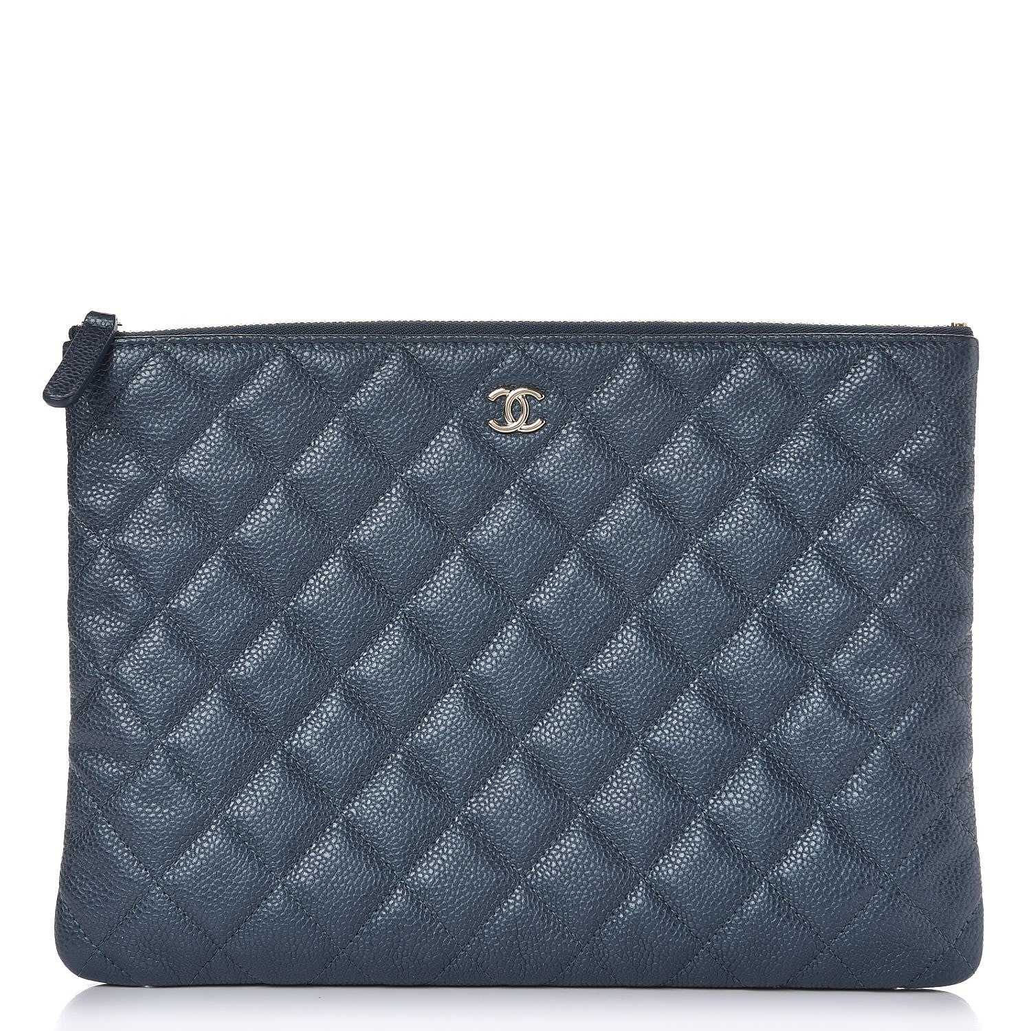 Chanel Iridescent Caviar Quilted Medium Cosmetic Case Dark Blue 1 of 8