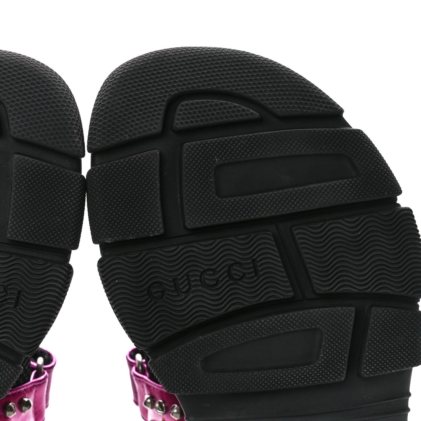 Nappa Mesh Crystal Embellished Studded Womens Aguru Sandals 38 Pink Black