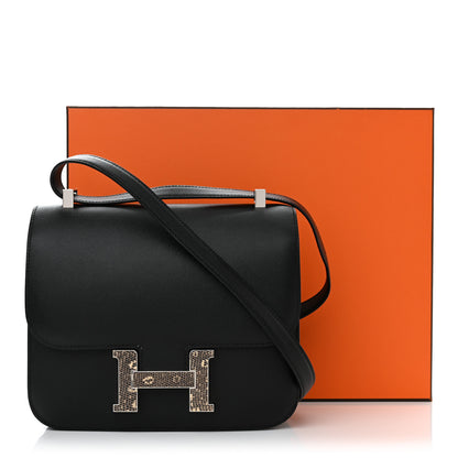 Hermes Madame Calfskin Lizard Constance 24 Black Ombre 11 of 11