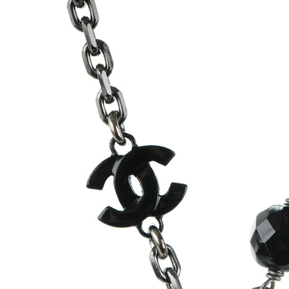 Chanel Pearl Beaded CC Long Necklace Ruthenium Black 3 of 4
