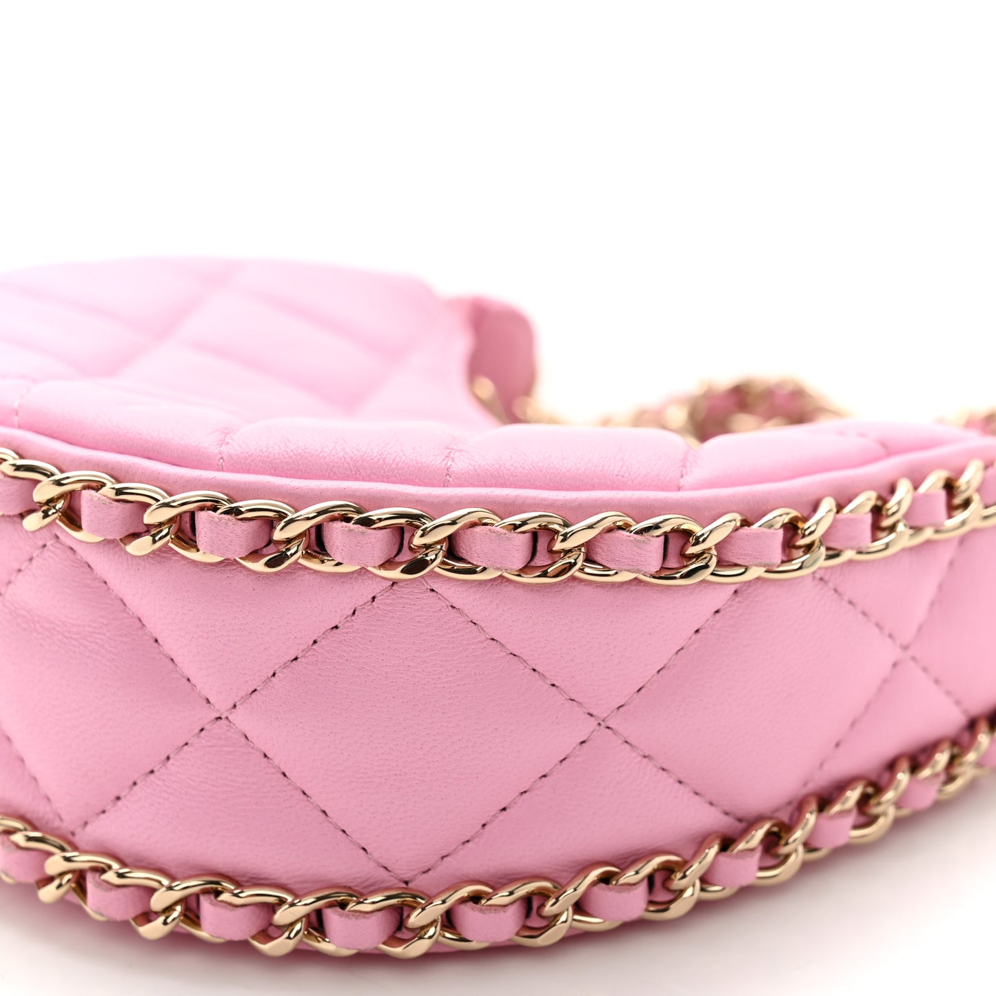 Lambskin Quilted Mini Chain Around Hobo Pink