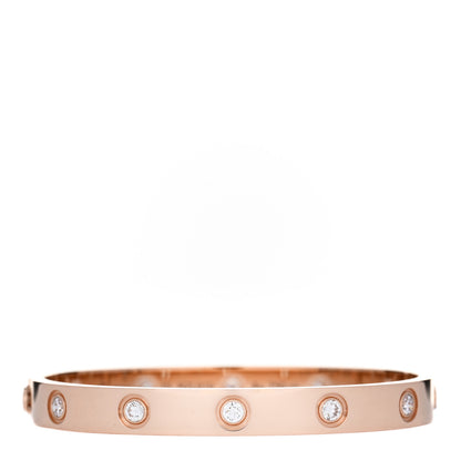 Cartier 18K Pink Gold 10 Diamond LOVE Bracelet 15 1 of 7